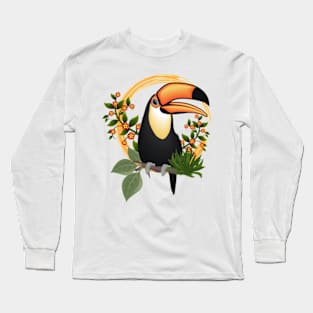 tropical floral toucan Long Sleeve T-Shirt